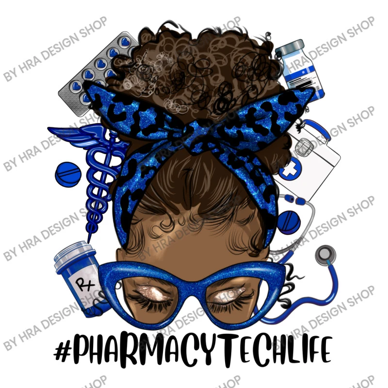 Afro Messy Bun Pharmacy Life Navy Blue Unisex Hoodie - Image 5