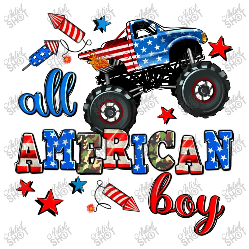 All American Boy Monsterr Truck 3/4 Sleeve Shirt - Image 5