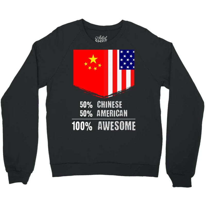 50 Chinese 50 American 100 Awesome Immigrant Crewneck Sweatshirt - Image 3