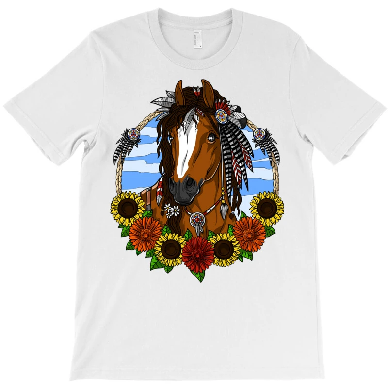 Horse Hippie Sunflowers T-Shirt - Image 3