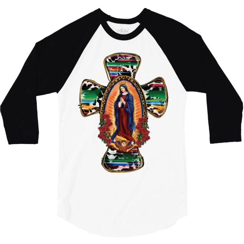 Our Lady Of Guadalupe Cross 3/4 Sleeve Shirt - Image 3