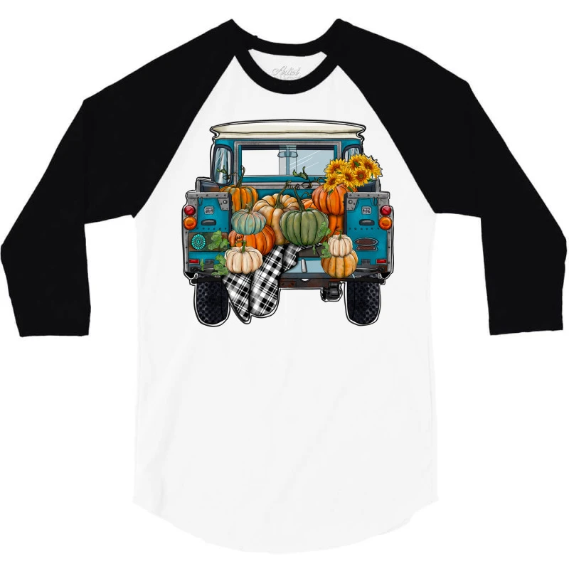 Fall Pumpkin Farm Truck 3/4 Sleeve Shirt - Image 3