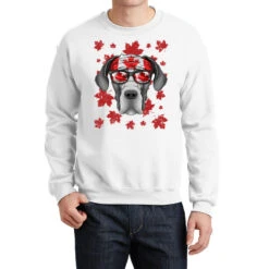 Canadian Great Dane Patriotic Canada Flag Maple Le Crewneck Sweatshirt