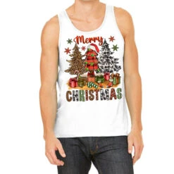 Merry Christmas With Western Trees Tank Top