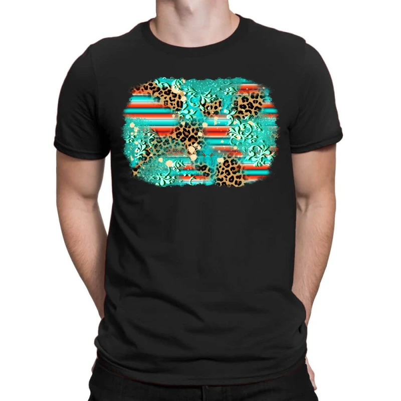 Leopard Turquoise Glitter Background T-Shirt