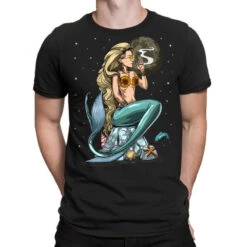 Hippie Mermaid Smoking Weed T-Shirt