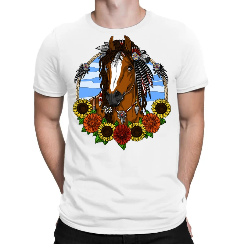 Horse Hippie Sunflowers T-Shirt