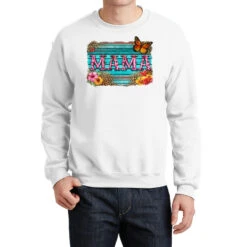 Western Leopard Mama Turquoise Background Crewneck Sweatshirt