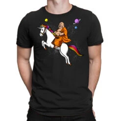 Space Buddha Riding Magical Unicorn Yoga T-Shirt