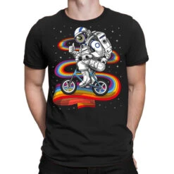 Trippy Astronaut Riding Bicycle T-Shirt