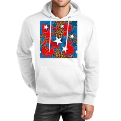 4th Of July Leopard Stars Seamless Digital Paper Unisex Hoodie