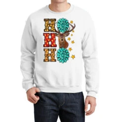 Gemstone And Reindeer Christmas Ho Ho Ho Crewneck Sweatshirt