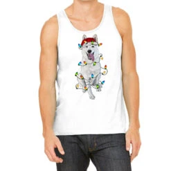 Christmas White Shepherd With Christmas Lights Tank Top
