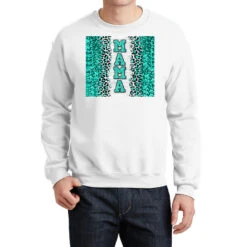 Teal Leopard Glitter Mama Crewneck Sweatshirt