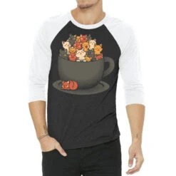 Kitten Latte Overflow Cat 3/4 Sleeve Shirt