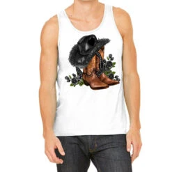 Black Cowgirl And Roses Tank Top