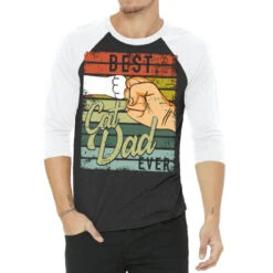 Vintage Best Cat Dad Ever Cat Lover (2) 3/4 Sleeve Shirt