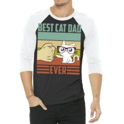 Vintage Best Cat Dad Ever Cute Cat Lover (2) 3/4 Sleeve Shirt