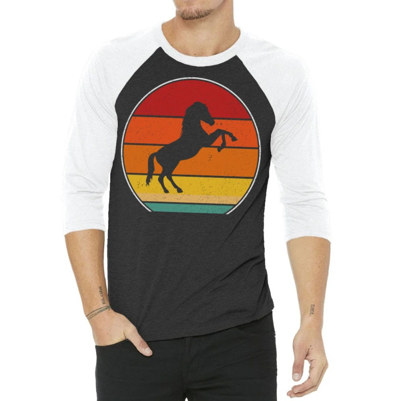 Retro Vintage Horse Silhouette Horseback Riding 60 3/4 Sleeve Shirt
