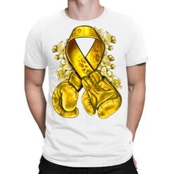 Childhood Cancer Yellow Ribbon With Boxing Gloves T-Shirt
