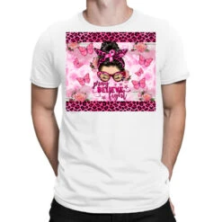 Pray Believe Fight Breast Cancer Messy Bun T-Shirt