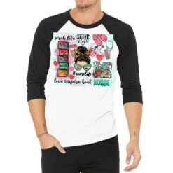 Messy Bun Nurse Life 3/4 Sleeve Shirt