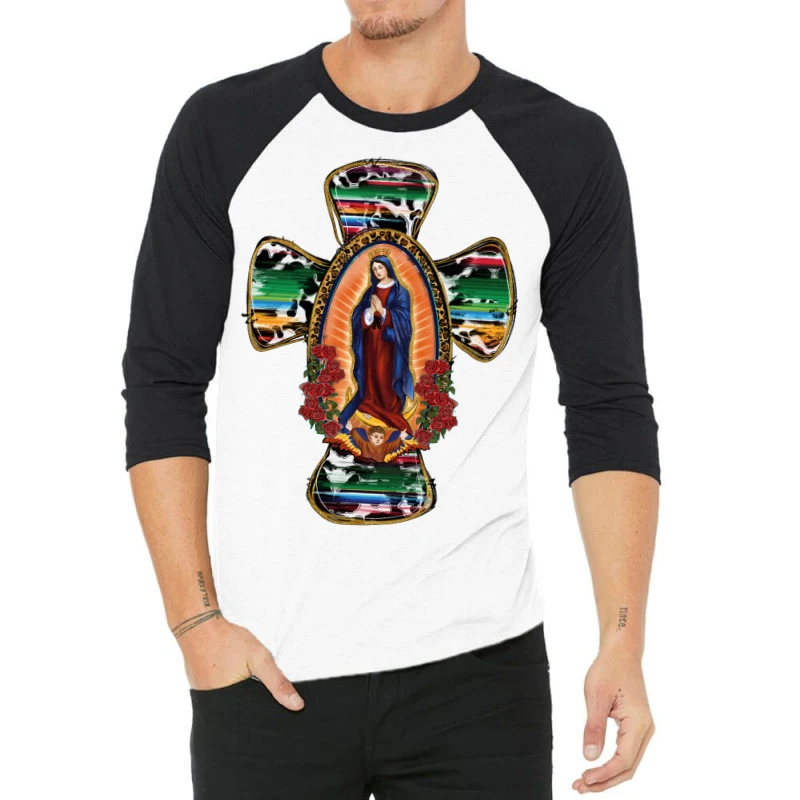Our Lady Of Guadalupe Cross 3/4 Sleeve Shirt