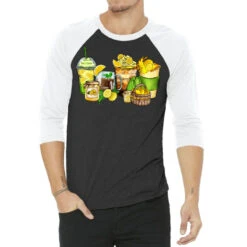 Lemon Farm Fresh Coffee Cups 3/4 Sleeve Shirt